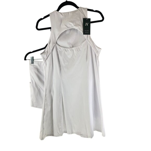 Halara Activewear Mini Dress Open Back High Neck 2 PC Shorts White L - Picture 2 of 3